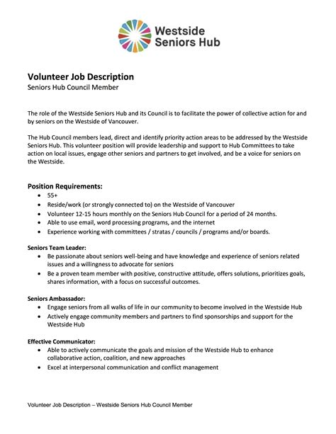Charity Volunteer Job Description